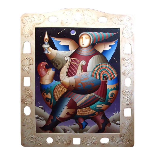 Anton Arkhipov Moon Light Hand Signed Original Paining Custom Framed by Artist For Sale