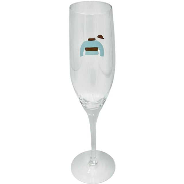 Mid 20th Century Vanderbilt Whitney Estate Hand-Painted Jockey Silk Champagne Glasses - Set of 4 For Sale - Image 9 of 10