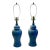 Vintage Mid-Century Modern Glossy Blue Ginger Jar Ceramic Table Lamps - 2 Piece For Sale