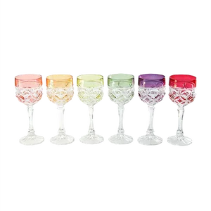 Mid-Century Hand Blown Crystal Wine Glasses from Hofbauer, Set of 6