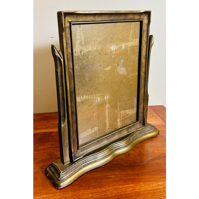 Art Deco Antique 1920’s Bronze Painted Wood Tabletop Picture Frame for 7” X 9.5” For Sale - Image 3 of 6