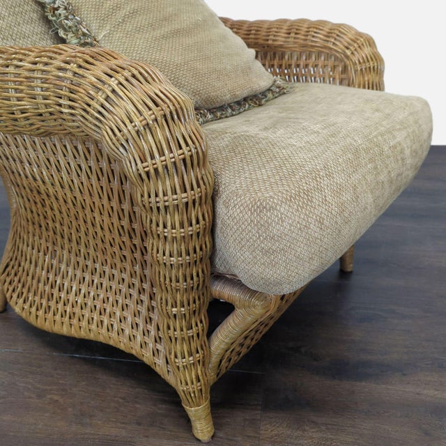 Lane Venture Wicker Lounge Chair With Cushion and Decorative Pillow For Sale - Image 4 of 5