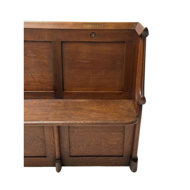 Art Deco Three-Seat Bench in Oak by Willem Penaat, 1920s For Sale - Image 13 of 17