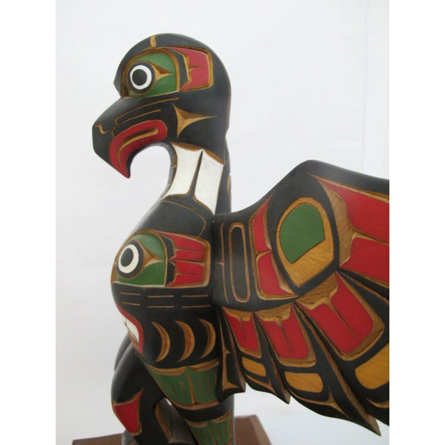 Jimmy Joseph Kwakiutl Eagle Carved Wood Totem Pole Bc Native Sculpture For Sale - Image 9 of 18