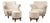 Vintage Lounge Chairs and Ottomans in Cream, 1940s, Set of 4 For Sale