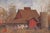 Red Sentinel by Judd Mercer | Gouache Painting of a red barn and silo in a rural setting For Sale