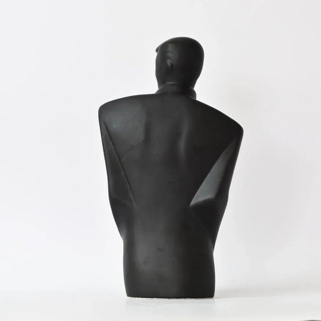 Black Ceramic Bust of a Man in the style of Lindsey B, 1980s For Sale - Image 8 of 9