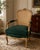French Mid 20th Century French Louis XV Caned Bergère Armchair — Original Finish With Emerald Green Cushion Cover For Sale - Image 3 of 3