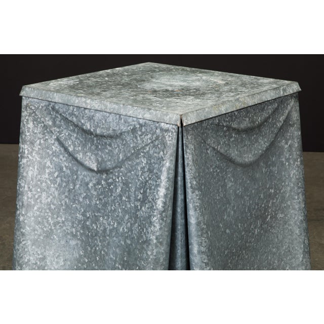 Original Production John Dickinson Galvanized Steel Drape End Table, Signed For Sale - Image 11 of 12