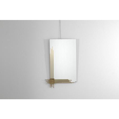 Rectangular Wall Mirror with Golden Brass Frame attributed to Angelo Brotto for Esperia, Italy, 1970 For Sale - Image 15 of 18