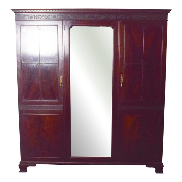 English Mahogany Wardrobe with Mirror, 1910 For Sale - Image 10 of 10