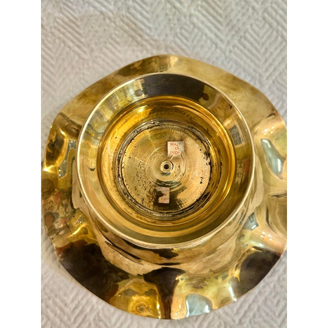 1970’s Solid Brass Fluted Basket With Handle For Sale - Image 10 of 10