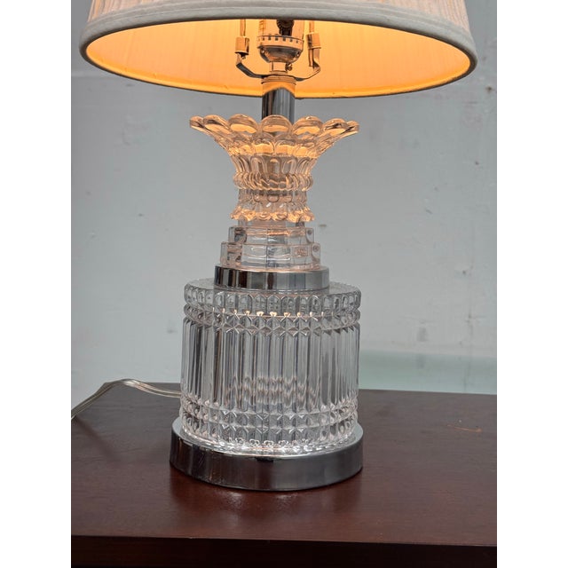 Mid 20th Century Cut Crystal Table Lamp, Vintage For Sale - Image 9 of 12