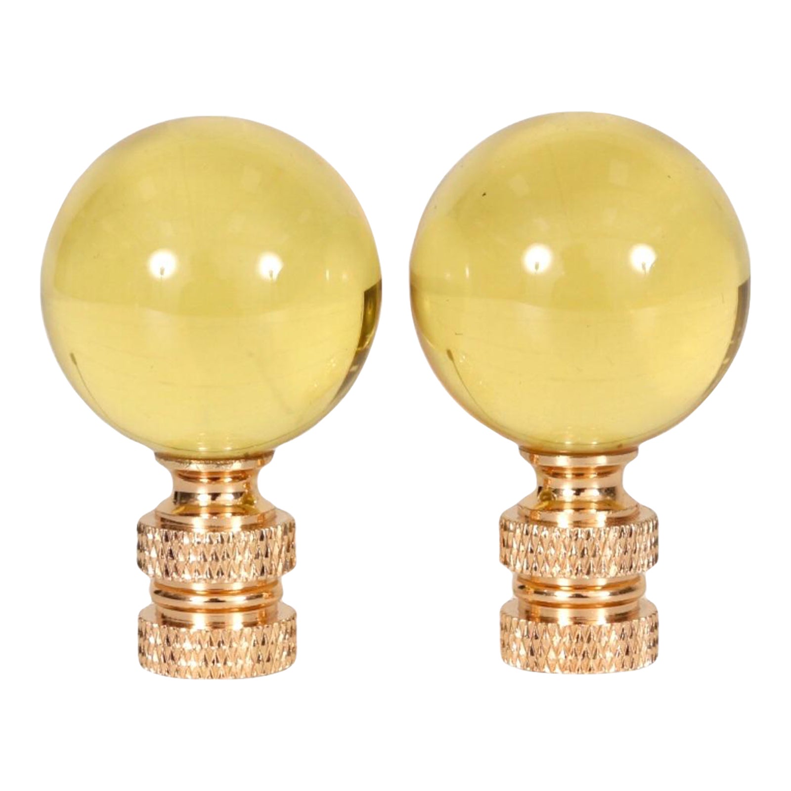 Yellow Glass Ball Lamp Finials a Pair Chairish