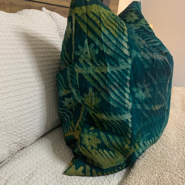 Green Handmade Adire (Tie-Dye) Decorative Throw Pillow Cover For Sale - Image 4 of 7