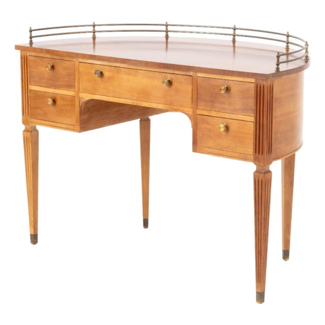 Biedermeier Style Demilune Walnut Desk For Sale