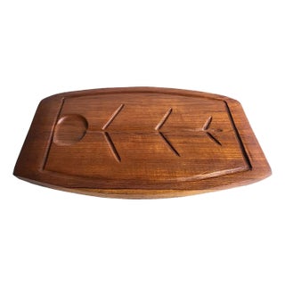 Mid 20th Century Teak Wood Double Sided Carving Board For Sale