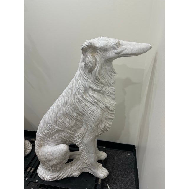 White Vintage Pair of Italian Life Size Borzoi Wolfhound Dogs For Sale - Image 8 of 8