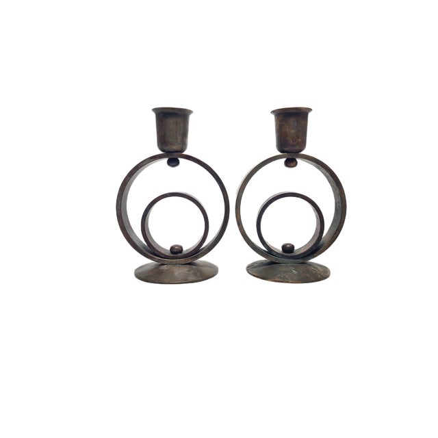 Art Deco Brass Candlesticks, 1930s, Set of 2 For Sale - Image 10 of 14