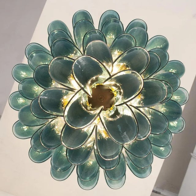 White and Octanium Murano Glass Petal Chandelier, Italy, 1990s For Sale - Image 9 of 11