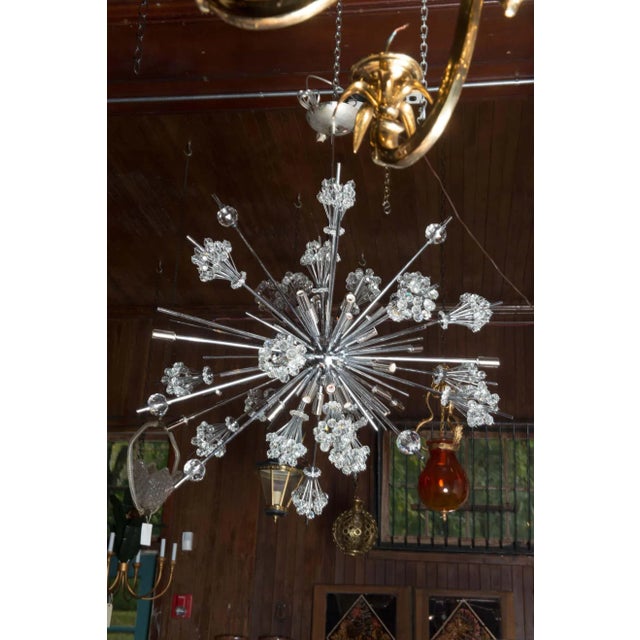 1960s J. & L. Lobmeyr Starburst Chrome & Crystal Chandelier by Hans Harald Rath For Sale - Image 10 of 12