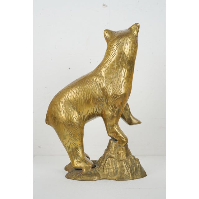 Vintage 12.875 In. Brass Bear Statue For Sale - Image 6 of 7