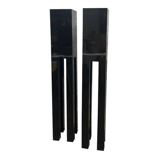 1980s Black Lacquered Pedestals - a Pair For Sale