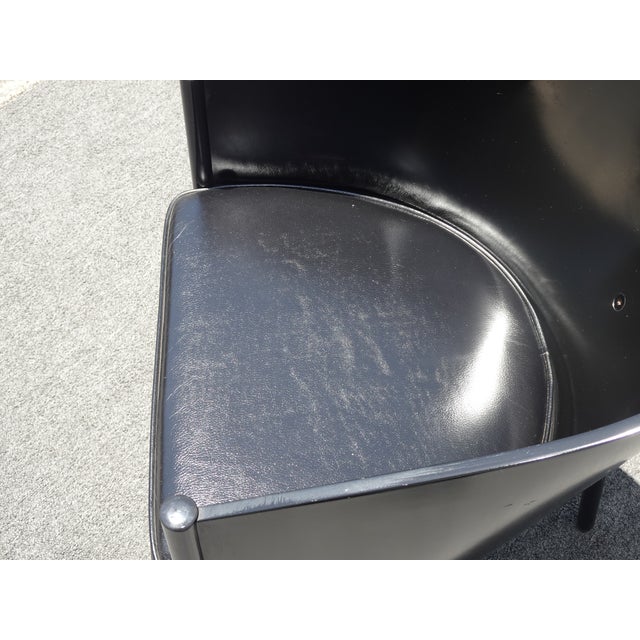 Vintage Costes Black Leather Seat Arm Chair ~ Club Chair by Philippe Starck For Sale - Image 9 of 13