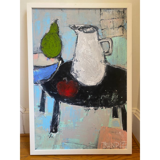2020s Sarah Trundle, Contemporary Abstract Still Life Painting, Framed, "White Pitcher" For Sale - Image 5 of 7