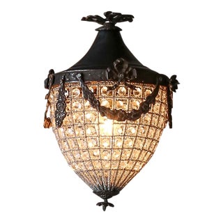 Small French Beaded Chateau Chandelier For Sale
