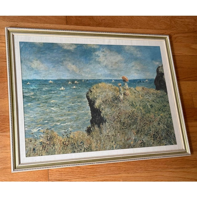 French Vintage Claude Monet Seascape Print, Framed and Matted For Sale - Image 3 of 7