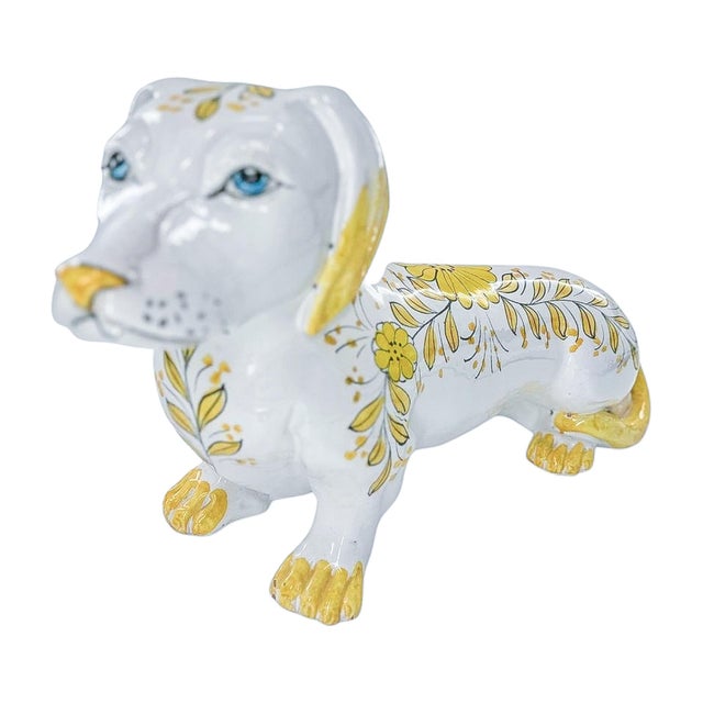 Large Hand-Painted Floral Ceramic Dachshund Sculpture For Sale In Tampa - Image 6 of 6