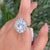Gemstone Natural Aquamarine Big Floral Cocktail Ring Made in 925 Sterling Silver, Size 6.5 For Sale - Image 7 of 9