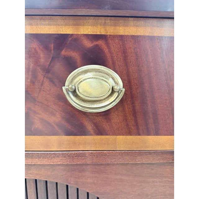 Wood Late 20th Century Classic Inlaid Mahogany Sideboard With Tambour Doors For Sale - Image 7 of 11