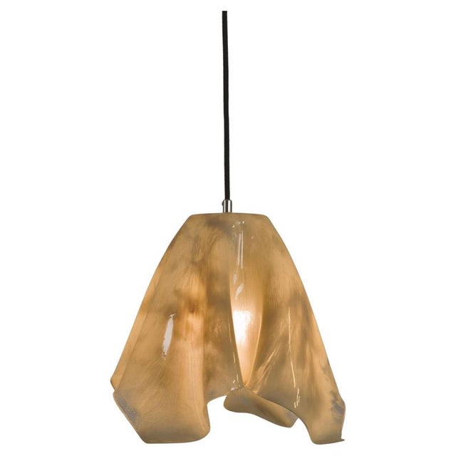 Beige Aura Handcrafted Pendant Lamp in Neutral Beige Bio-Based Resin by Waves.Studio For Sale - Image 8 of 8