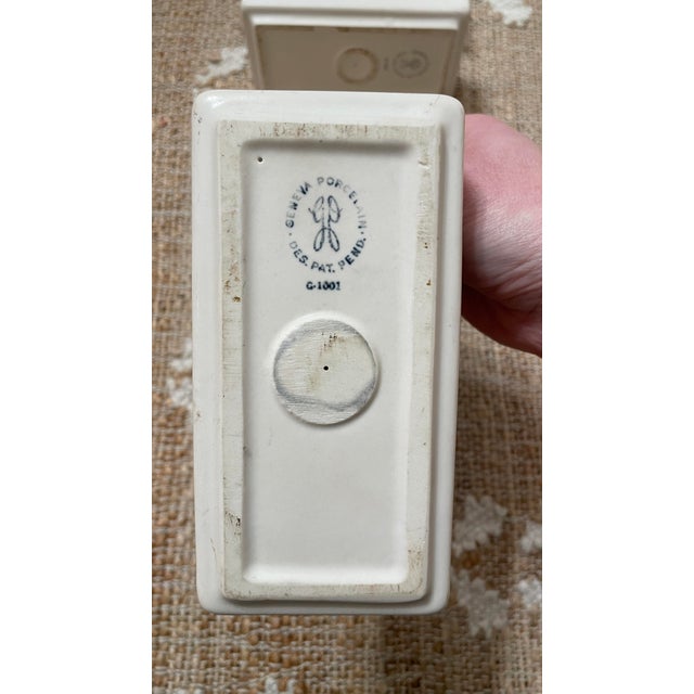 1960s Pair of Vintage Cream Geneva Porcelain-Art Deco Pottery-MCM Candle HOLDERs For Sale - Image 5 of 12