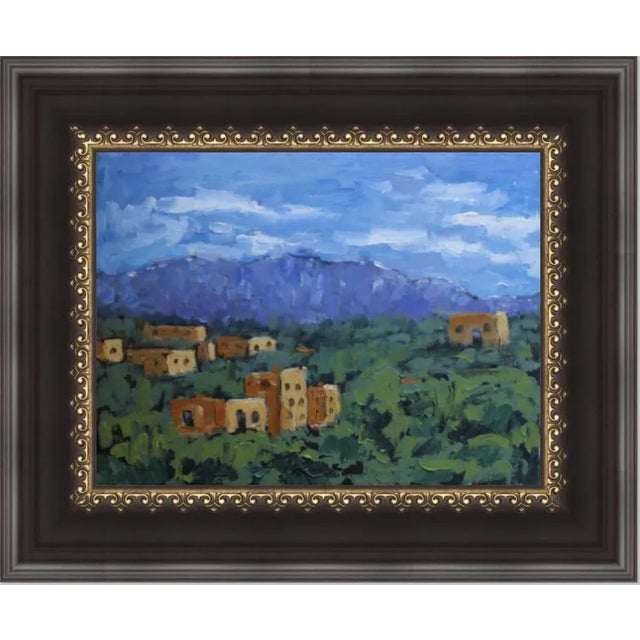 Textile Santa Fe Landscape, Southwestern Oil Painting For Sale - Image 7 of 9