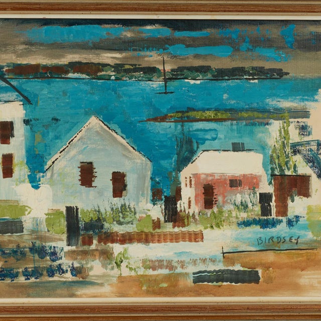 Vintage Modernist Painting of a Bermuda Bayscape by Alfred Birdsey For Sale In West Palm - Image 6 of 12