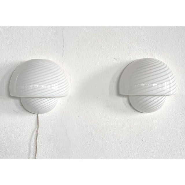 Italian Murano Swirl Glass Mushroom Wall Sconces from De Majo, 1970s, Set of 2 For Sale - Image 13 of 13
