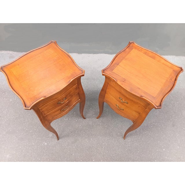Brown 1950s Set of Two French Louis XV Style Nightstands. For Sale - Image 8 of 12