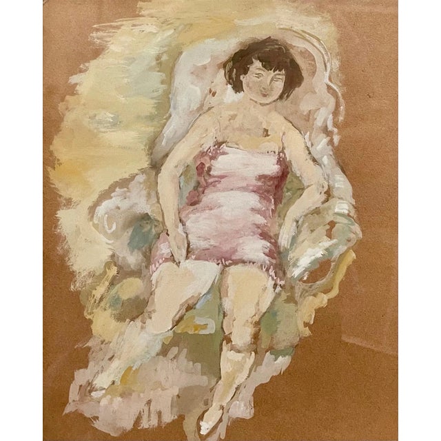 Early 20th Century 1930s German Expressionist Gouache Painting of a Woman by Jules Pascin For Sale - Image 5 of 12
