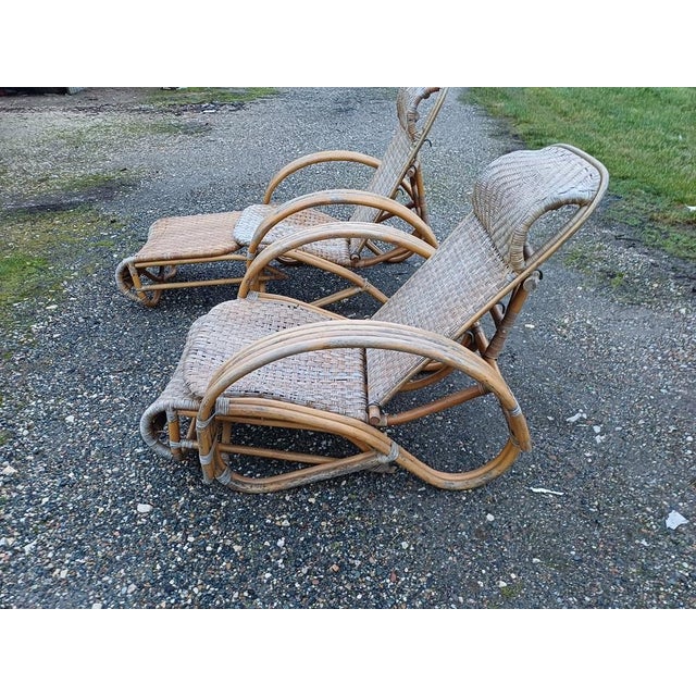 Rattan Deck Chairs, 1970, Set of 2 For Sale - Image 9 of 13