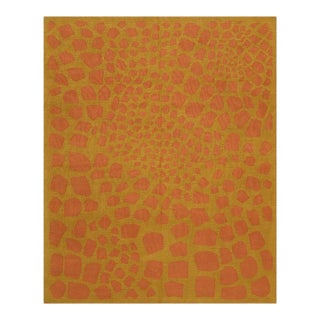 6x8 Coral Flat Weave Wool Focal Point Cascade Geometric Modern Carpet Rug For Sale