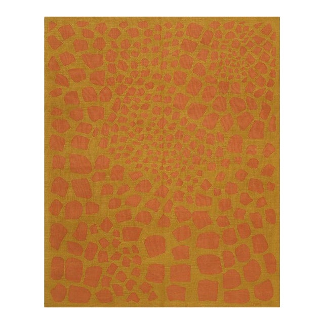 6x8 Coral Flat Weave Wool Focal Point Cascade Geometric Modern Carpet Rug For Sale