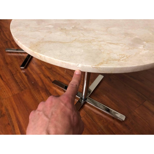 Vintage Travertine & Stainless Side Tables - A Pair For Sale In Seattle - Image 6 of 10