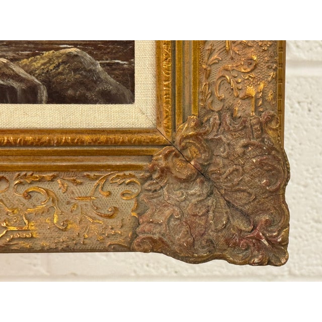 Sheep by Mountain Waterfall in Lake District England an Original Oil on Canvas 1990 Circa For Sale - Image 14 of 16