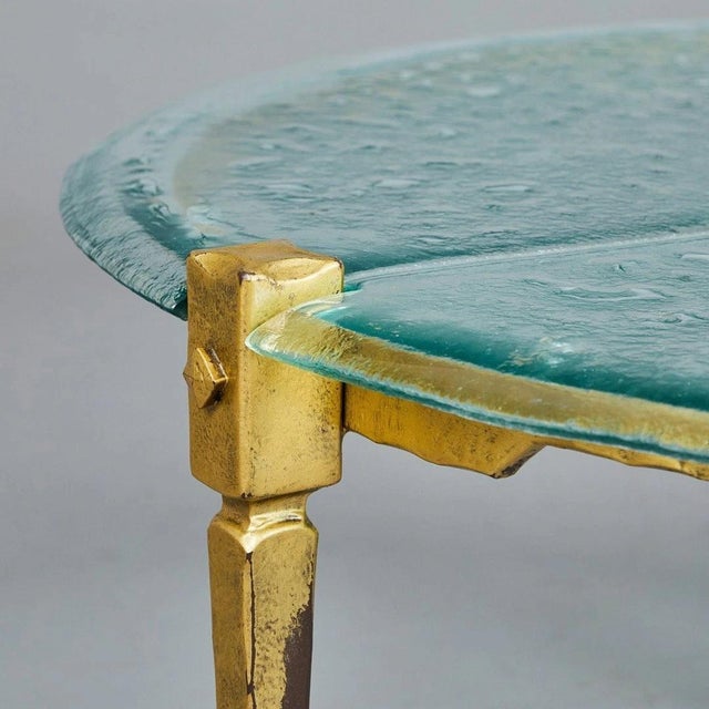Vintage Brutalist Coffee Table in Wrought Iron and Glass, 1980s, in Very Good conditions. Designed 1980 to 1989 This piece...