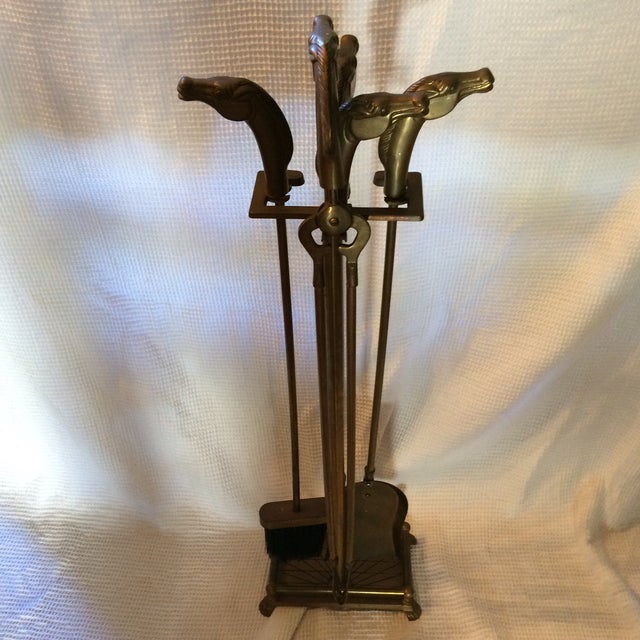 Vintage Brass Horse Head Fireplace Tools Set of 5 Chairish