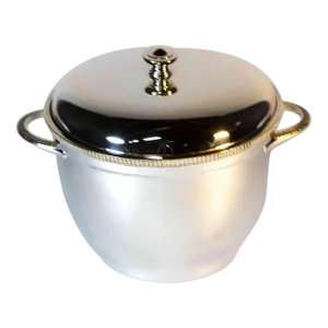 1980’s Vintage/New Silver Ice Bucket With Genuine Thermos Double Wall Glass Lining