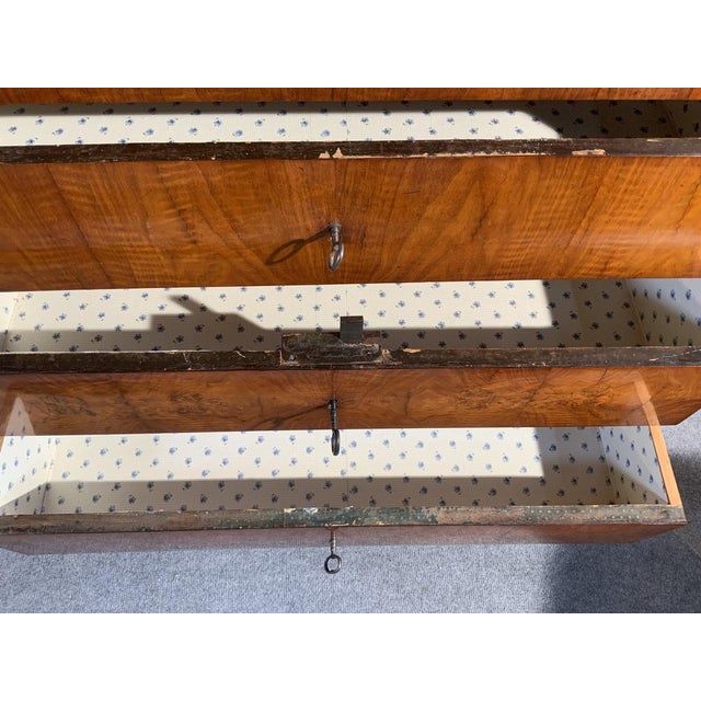 Biedermeier Secretary in Walnut with Columns, 1830 For Sale - Image 16 of 18